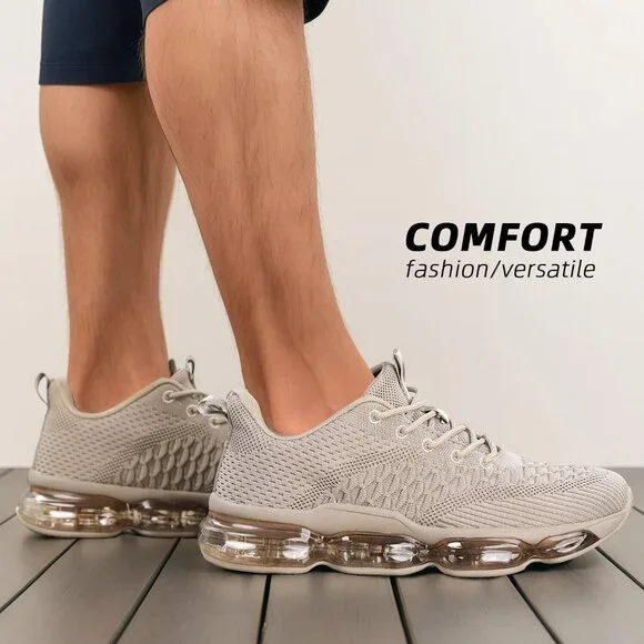 Men's Khaki Running Shoes Fashion Casual Walking Tennis Sneakers Trail Sport Gym